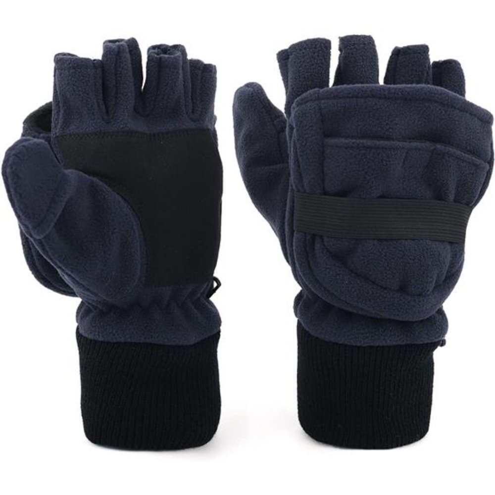 Men's Fleece Mitten Gloves 3M Thinsulate Thermal Convertible Half Finger Gloves